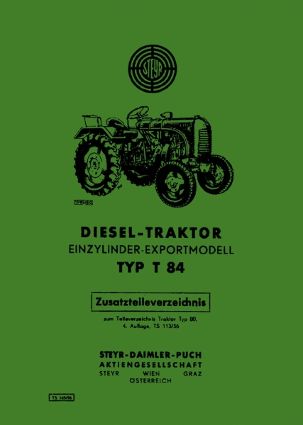 Steyr 84 Traktor Zusatz-Ersatzteilkatalog