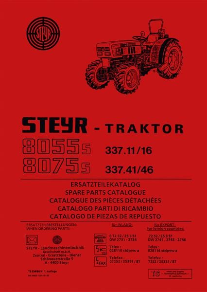 Steyr 8055s und 8075s Traktor Ersatzteilekatalog
