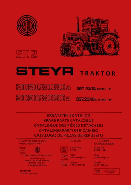Steyr 8080/8080a und 8090/8090a SK2 Ersatzteilkatalog