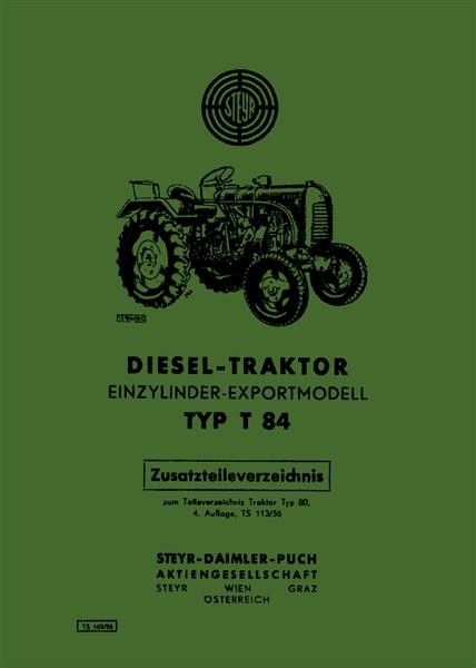 Steyr 84 Traktor Zusatz-Ersatzteilkatalog