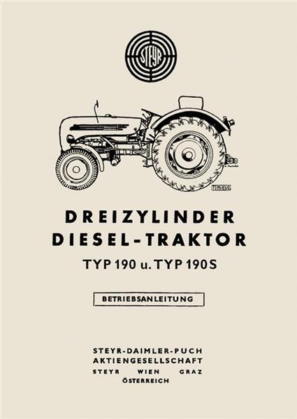 Steyr 190 und 190s Traktor Betriebsanleitung