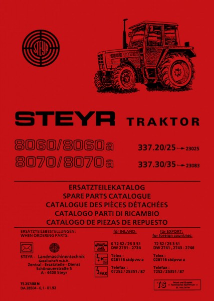 Steyr 8060/8060a und 8070/8070a Ersatzteilkatalog