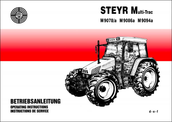 Steyr Multitrac M9078 M9078a M9086a M9094a Bedienungsanleitung, Titelseite der Werksausgabe
