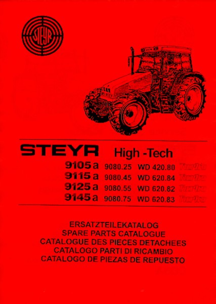 Steyr High-Tech 9105a, 9115a, 9125a, 9145a mit Turbo Motor WD 420.80, WD 620.84, WD 620.82, WD 620.83, Ersatzteilkatalog