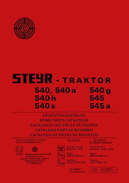 Steyr 540 und 545 Traktor Ersatzteilkatalog