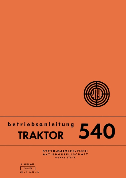Steyr 540 540a 540h 540g Traktor Betriebsanleitung