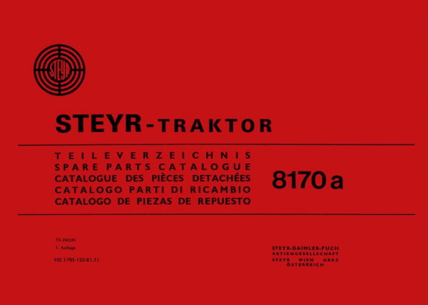 Steyr 8170a Traktor Ersatzteilkatalog