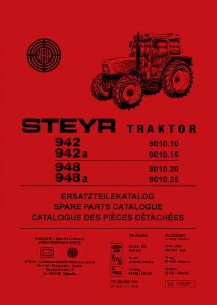 Steyr 942, 942 a und 948, 948 a Ersatzteilkatalog