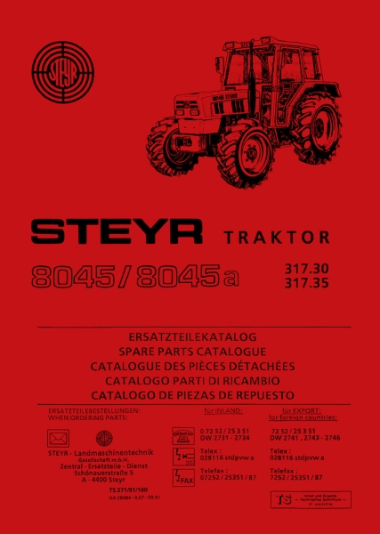 Steyr 8045 und 8045a Traktor Ersatzteilkatalog